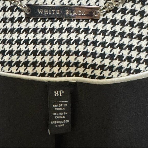 White House Black Market White and Black Houndstooth Blazer Jacket Size 8P - Picture 6 of 12